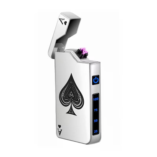 Windproof Double‑Arc Lighter – USB‑C Rechargeable, Parker‑Style Design, Spade‑A Pattern, Wind‑Resistant – Perfect for Candles, Incense Sticks, Camping & Hiking, Men’s Gift