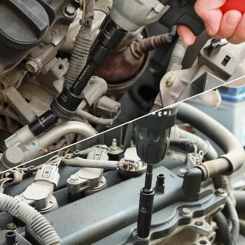 49-Piece 3/8" Drive Impact Socket Set SAE/Metric 6 Point CR-V Steel Includes Extension Bar Adapter & Universal Joint Tool #TikTokShopBacktoSchool - Hex Wrenches