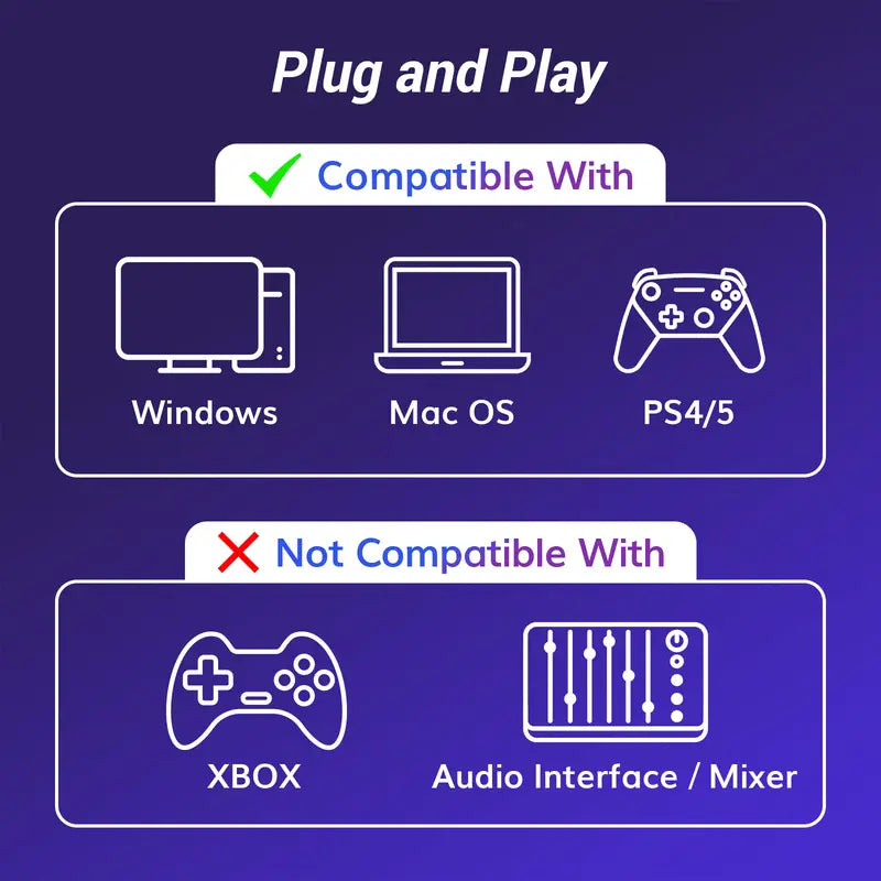 TONOR TC310 USB Streaming Gaming Microphone for PC, PS4/PS5, RGB Lighting, Easy Sound Control, One-tape Mute, Mic with Mount Adapter