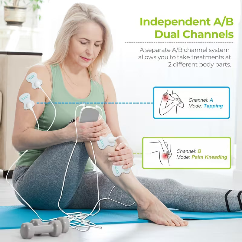 Dual‑Channel Pulse Muscle Massager with 8 Electrodes – Blue Screen Digital TENS Therapy Device, Relieve Shoulder Back & Knee Pain, Portable Ideal Gift for Lovers
