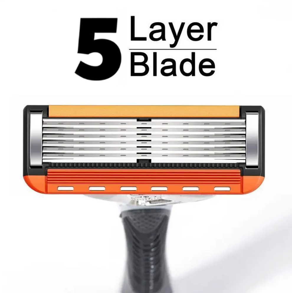 48-Piece Men's Razor Blade Replacement Set with Handle - Ultra Sharp Stainless Steel Blades for Smooth Shaving, Works with Standard Razor Handles, Bulk Disposable Blades Face Head Body Shaving