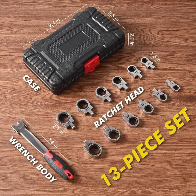 12-in-1 Interchangeable Flex Head Ratchet Wrench Set, Metric 8-19mm, 72-Tooth Flex Head Wrench for Tight Spaces, Automotive Repair Tool Kit for Mechanics Father's Day Gift image 5