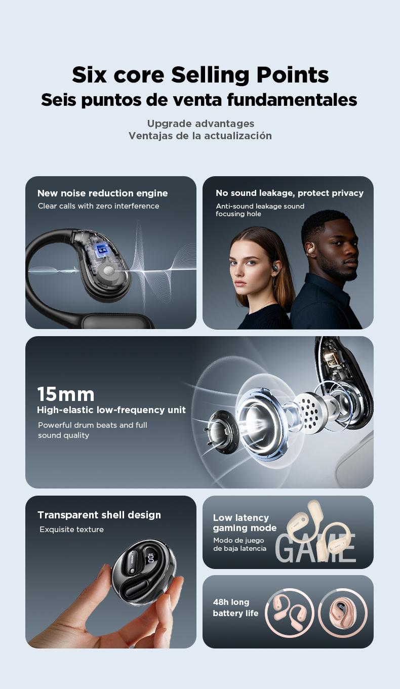 MS190 Translation Earbuds, Supports Real-Time Translation in 134 Languages With APP, Bluetooth 6.0 Earphones, Audio Wireless Earbuds for Music & Phone Calls, IPX5 Waterproof Sports Electronic Headphones with Long Endurance