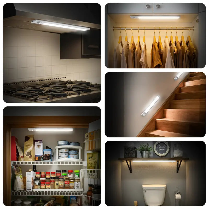 【2 Packs】Under Cabinet Lights,Motion Sensor Night Light Indoor,1500mAh USB Rechargeable Light,Magnetic Installation Dimmable Lights for Kitchen,Wardrobe,Pantry, Closet,Coffee Corner,Bathroom,Stairs,Hallway,Sink Cabinet,Laundry Room,Tool Room,Garage,Fridge