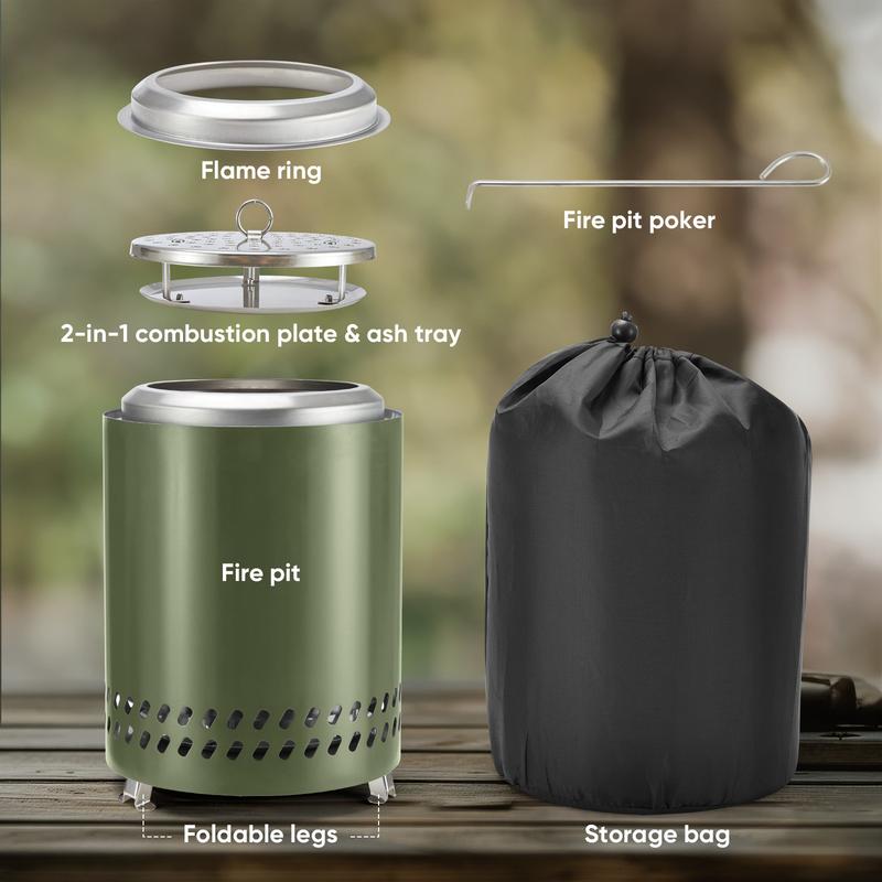 jumbo size Smokeless Fire Pit for Christmas Gift, 304 Stainless Steel Tabletop Firepit Wood Pellets Burning Fire Pits, Low Smoke Portable Firepits for Outdoor