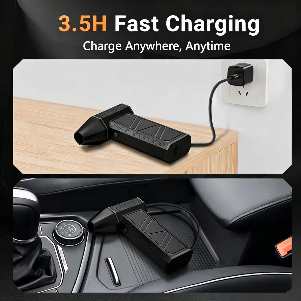 Compressed Air Duster – High‑Power Turbo Fan, Wireless Rechargeable, 130000RPM, 3‑Speed 100000/110000/130000RPM – Perfect for PC Keyboard, Car & Household Cleaning