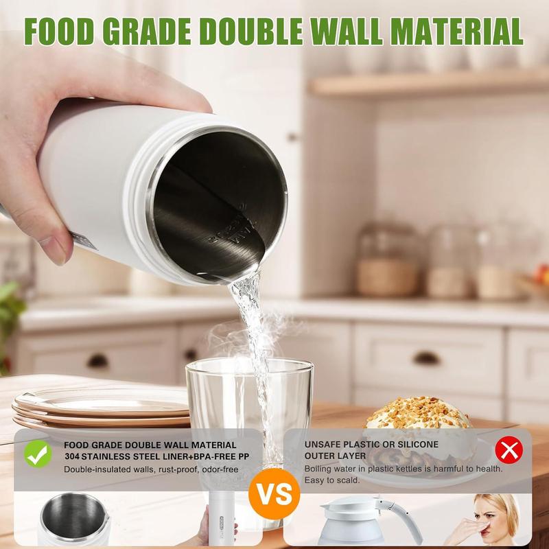 Stainless Steel Electric Kettle, 1 Count Hot Water Boiler with 4 Temperature Settings, Portable Fast Boiling Water Kettle for Camping Trip