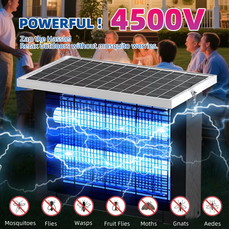 High Power Solar Bug Zapper, 2000 Sq.Ft Wide Coverage, Portable Rechargeable Outdoor Insect Trap, Waterproof Solar Mosquito Killer Light for Yard, Garden, Patio, RV, Camping & Pond Pest Control