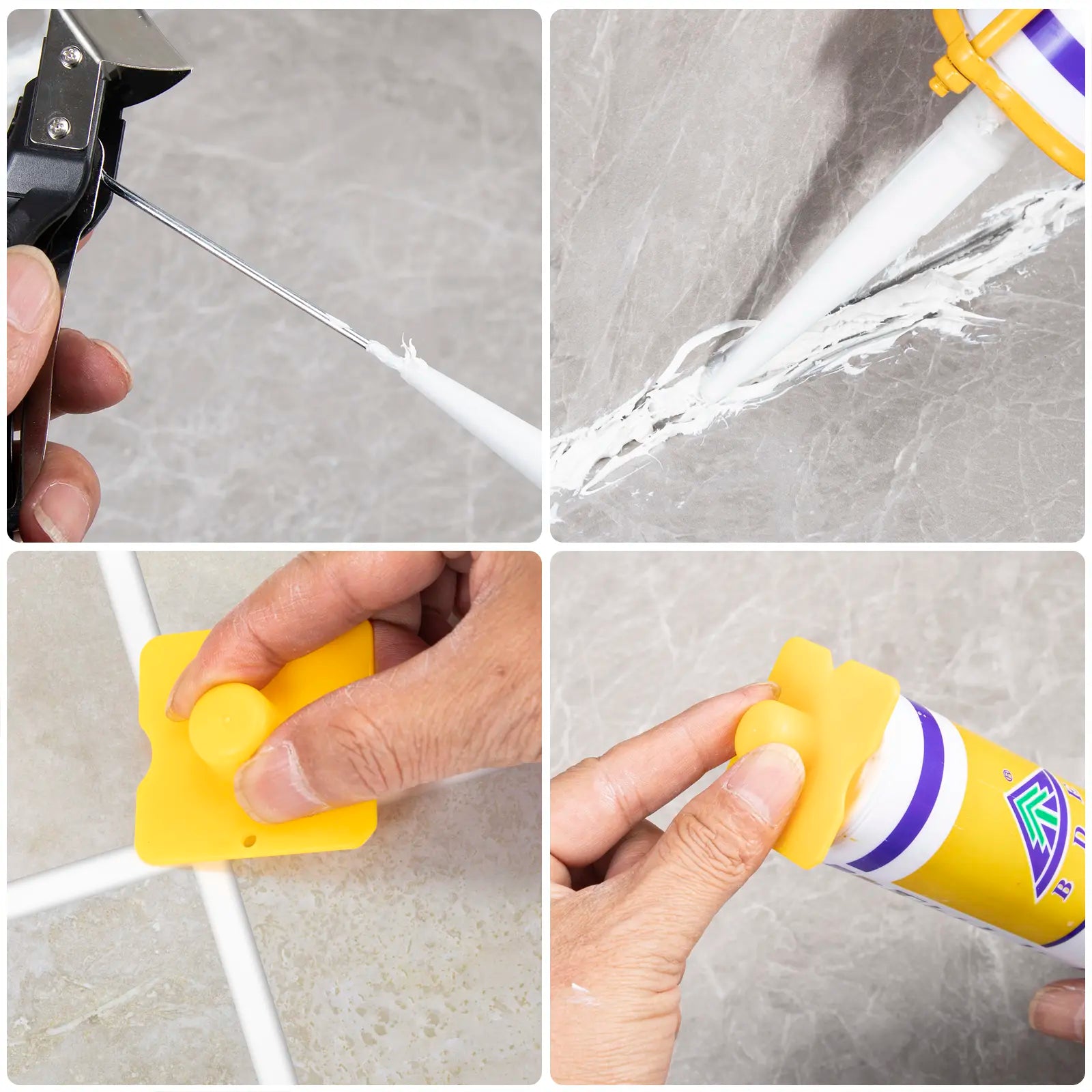 Silicone Caulking Tool 5 in 1 - Sealant, Grout Removal Tool, Grout Scraper, 6 Exchange Silicone Pads, Seam Repair Tool Kit for Kitchen & Bathroom image 7