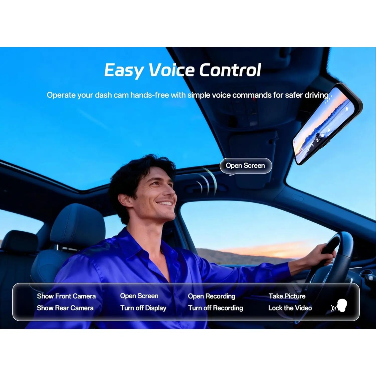 Pelsee P12 Pro 4K Mirror Dash Cam, 12'' Rear View Mirror Camera, Free 32GB Memory Card, Smart Driving Assistant w/ADAS and BSD,2160P Front and Rear Camera,Voice Control,Night Vision,Parking Monitoring image 6