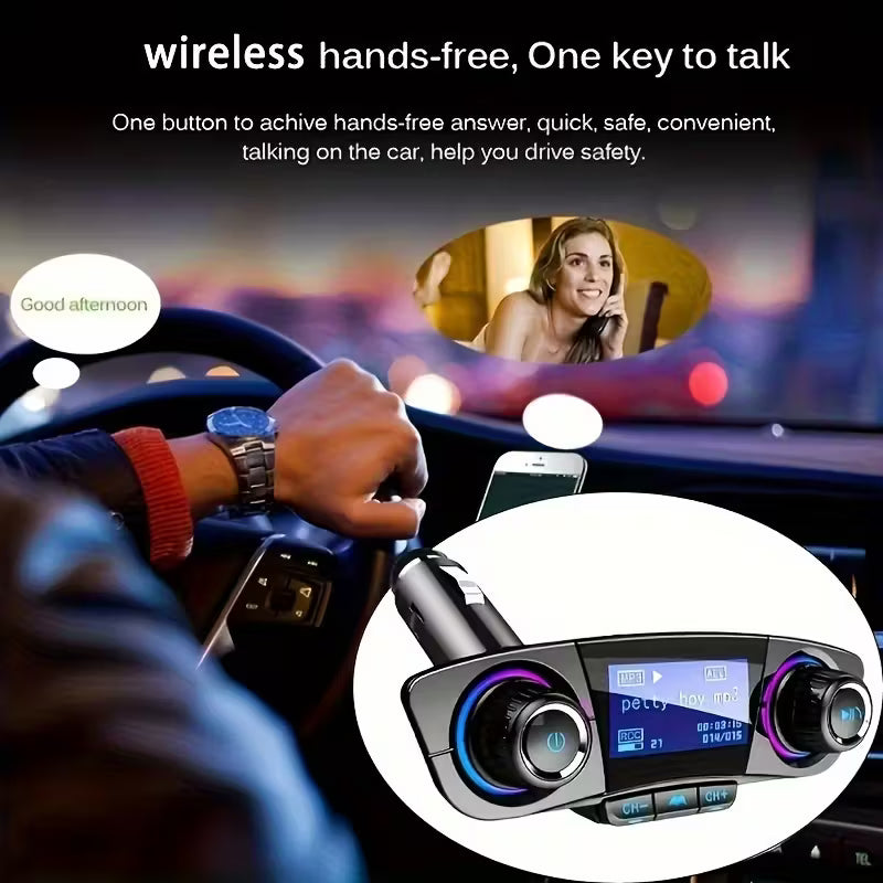 Multifunctional Car Bluetooth FM Transmitter, Bluetooth AUX Audio Receiver, Supports TF Card & U Disk MP3 Playback, Hands-Free Calling, Mobile Phone Charger, Practical Auto & Mobile Accessory, Ideal Gift
