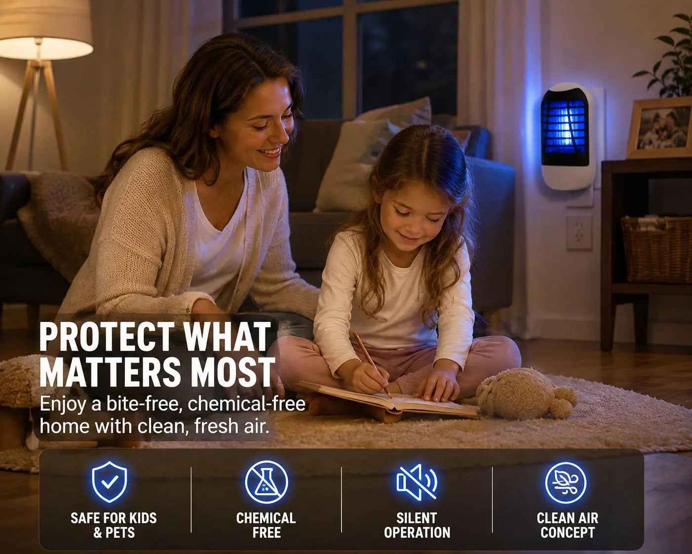UV Mosquito Trap Lamp, Bug Insect Zapper for Bedroom, Patio Use - Safe, Chemical-Free Home Pest Control Device for Indoor & Outdoor Applications image 7