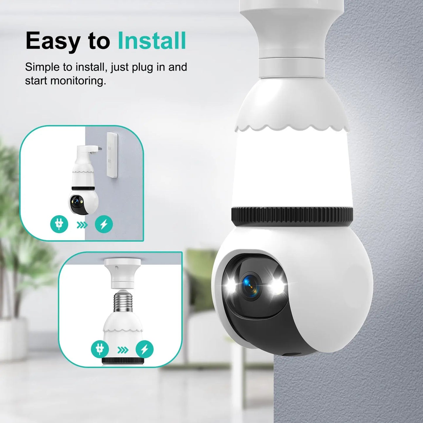 📹 Cash on Delivery ✈ Hawkray Socket-Mounted Light Bulb Cord Security Camera Tech Gadgets, 5G & 2.4GHz Wireless Indoor/Outdoor Home Camera, 360° Remote Viewing, Night Vision, Motion Detection, Real-Time Alerts, Audio, Easy Installation