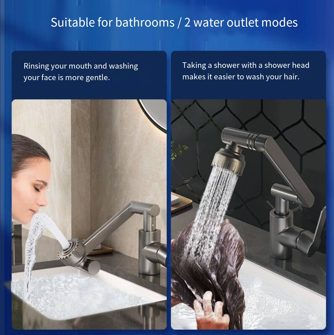 【Limited Sale】 Universal 360° Rotatable Faucet for Bathroom Sink & Kitchen - Hot/Cold Water Mixer Tap