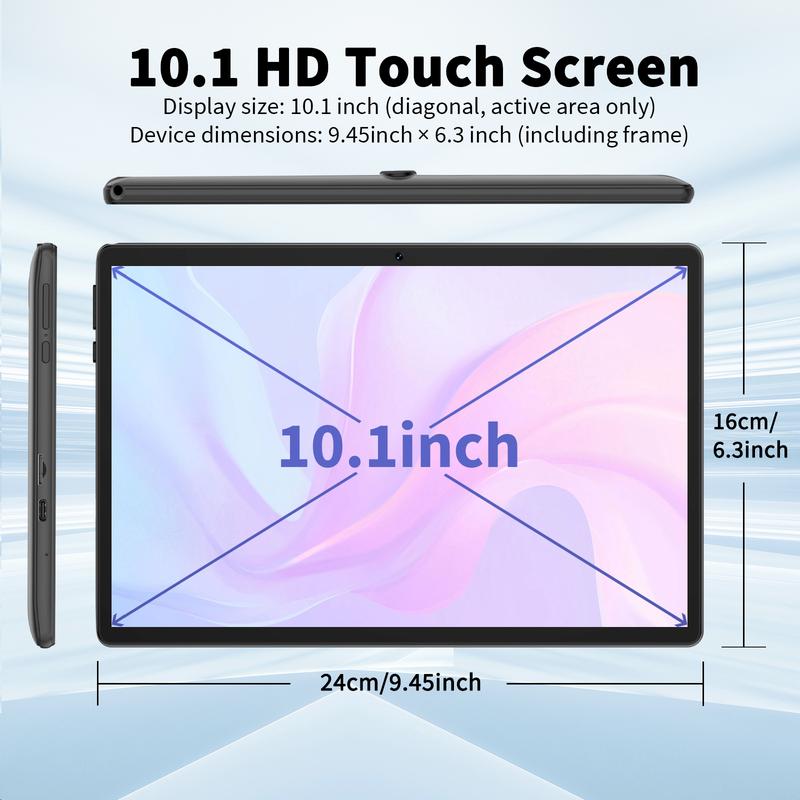 Tablet 10.1 Inch Android 14, 2 in 1 Portable Device with Keyboard, Mouse, Case, Stylus, 8(4+4)GB RAM 64GB ROM, Dual Camera, for School Gift