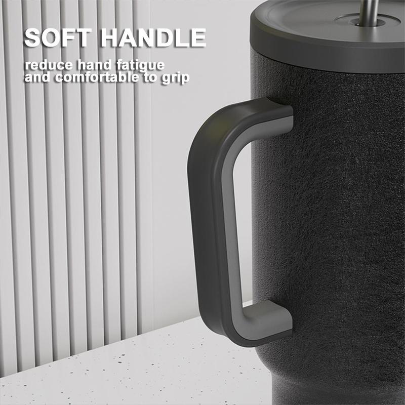 40oz Classic Straw Handle Cup, Multi-grid Ice Cube Mold, Leak-proof Cup Lid, Silicone Handle, Non-slip Noise Reduction Pad At The Bottom, Stainless Steel Thermos Cup, Wide Mouth and Narrow Bottom, Valentine's Day Gift, Tumbler Cups