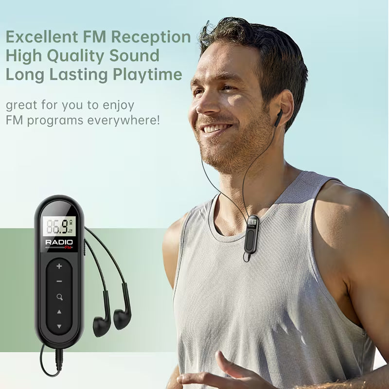 2026 Hot Selling Clip-on Rechargeable Mini FM Radio – Portable for Meeting, Tour Guide, Horse Racing & Sports, Comes with Earphones
