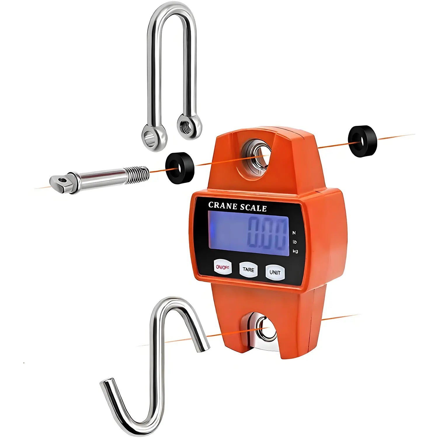 660LB/300KG Heavy Duty Digital Crane Scale - Industrial Compact LCD Metal Hanging Scale with Aluminum Body & Stainless Steel Hook for Garage, Farm, Hunting, Fishing & More (Orange) image 8