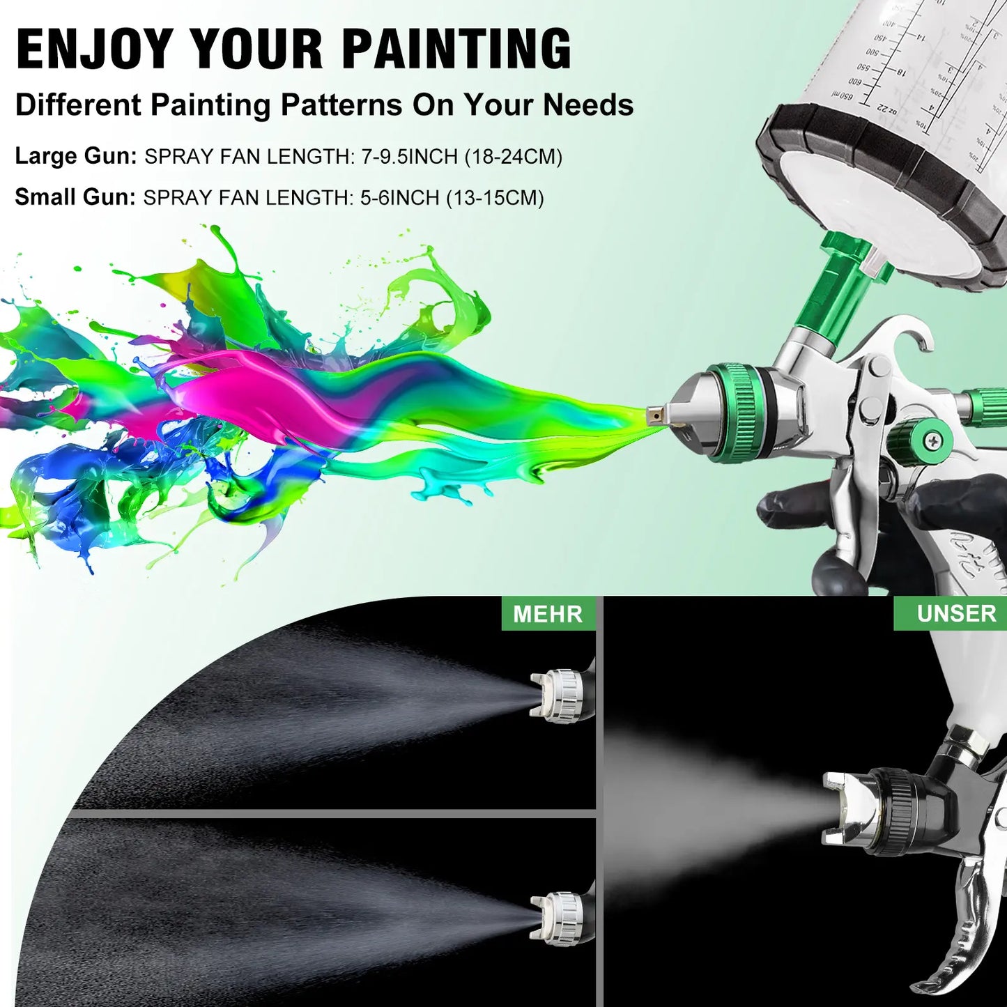 HVLP Air Spray Gun Kits, 2Pcs Automotive Paint Gun, 650ml Disposable Paint Cup & Air Regulator for Car, Primer, Topcoat & Touch-Up, Furniture, House Painting High-Pressure Aluminum mode hv lps prayer image 6