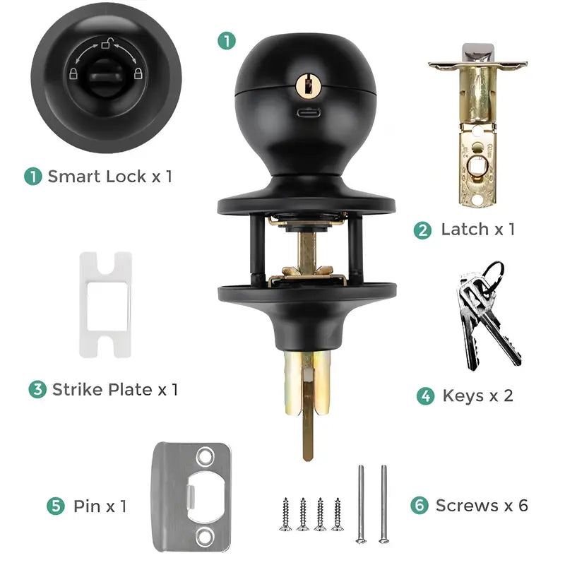 Smart Fingerprint Door Lock, 1pc Smart Lock with Anti-theft Function, Intelligent Door Knob with APP Suitable for Rooms, Offices, Apartments, Warehouses, and Garages Dealsforyoudays Handle Hardware