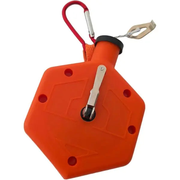 Heavy Duty Chalk Line Construction Tools, 100 ft Contractor Chalk Reel with Carabiner 6 Locking Positions, Durable Construction Marking Tool, Orange