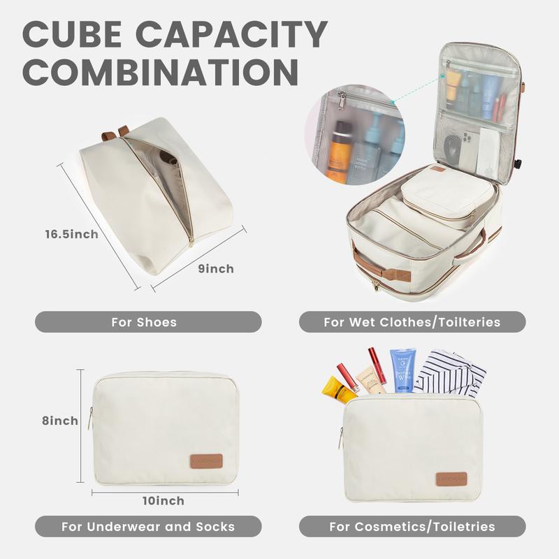 Colorblock Carry-On Travel Backpack with 3 Packing Cubes and Laptop Compartment - Personal Item,TSA-Friendly, Airline Approved Travel Bag for Hiking, Overnight, Weekend,Gift for Valentine's Day