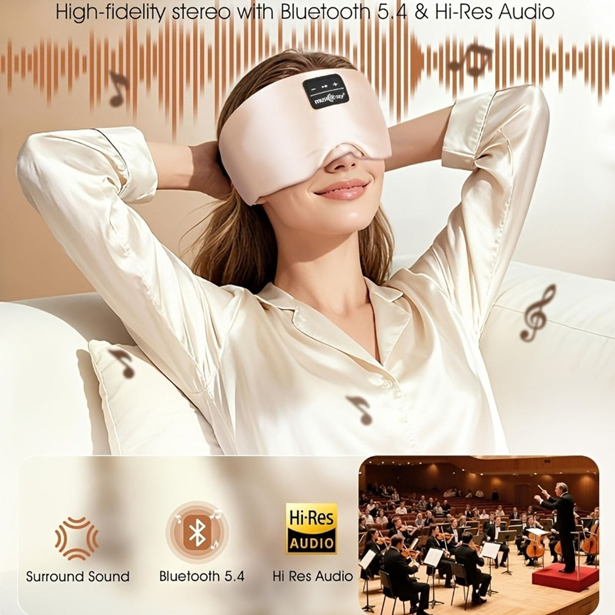 3d wireless sleep eye mask headphones features image 4