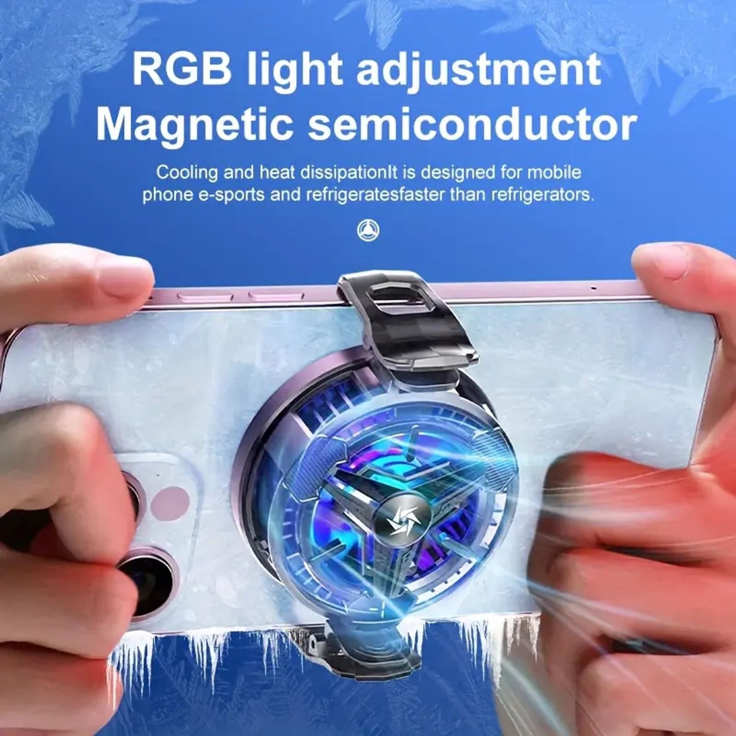 Magnetic Phone Cooler, Universal Cellphone Radiator with Removable Grip, Temperature Display, Portable RGB Cooling Cell Phone Fan Compatible with iPhone/Android/Tablet/iPad image 9