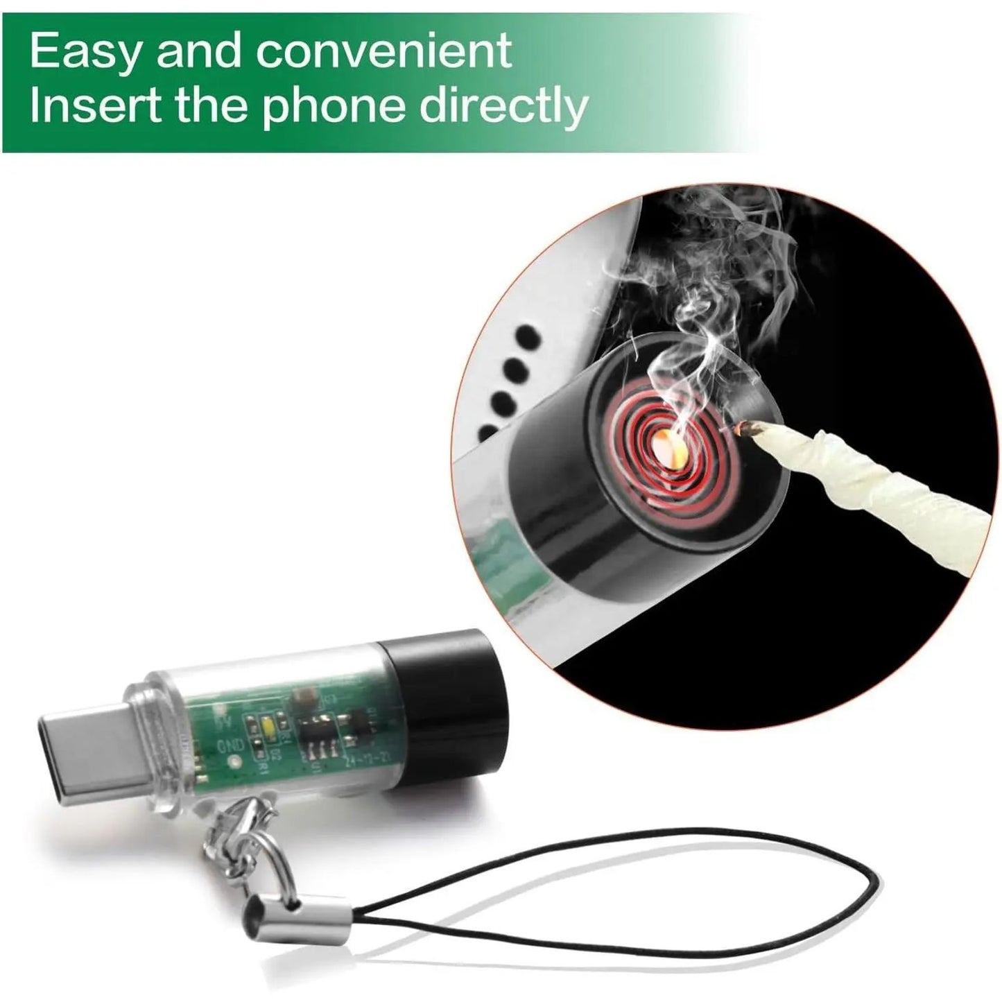 Transparent USB-C Electronic Lighter Accessory (1-2PCS) - Windproof, Waterproof, Lightweight Mini Igniter for Power Bank/Phone, Plug & Play, 10s Auto Shutoff, No Built-in Battery, Safe Mini Gadgets for Purse, Purse Stuffers, Camping image 3