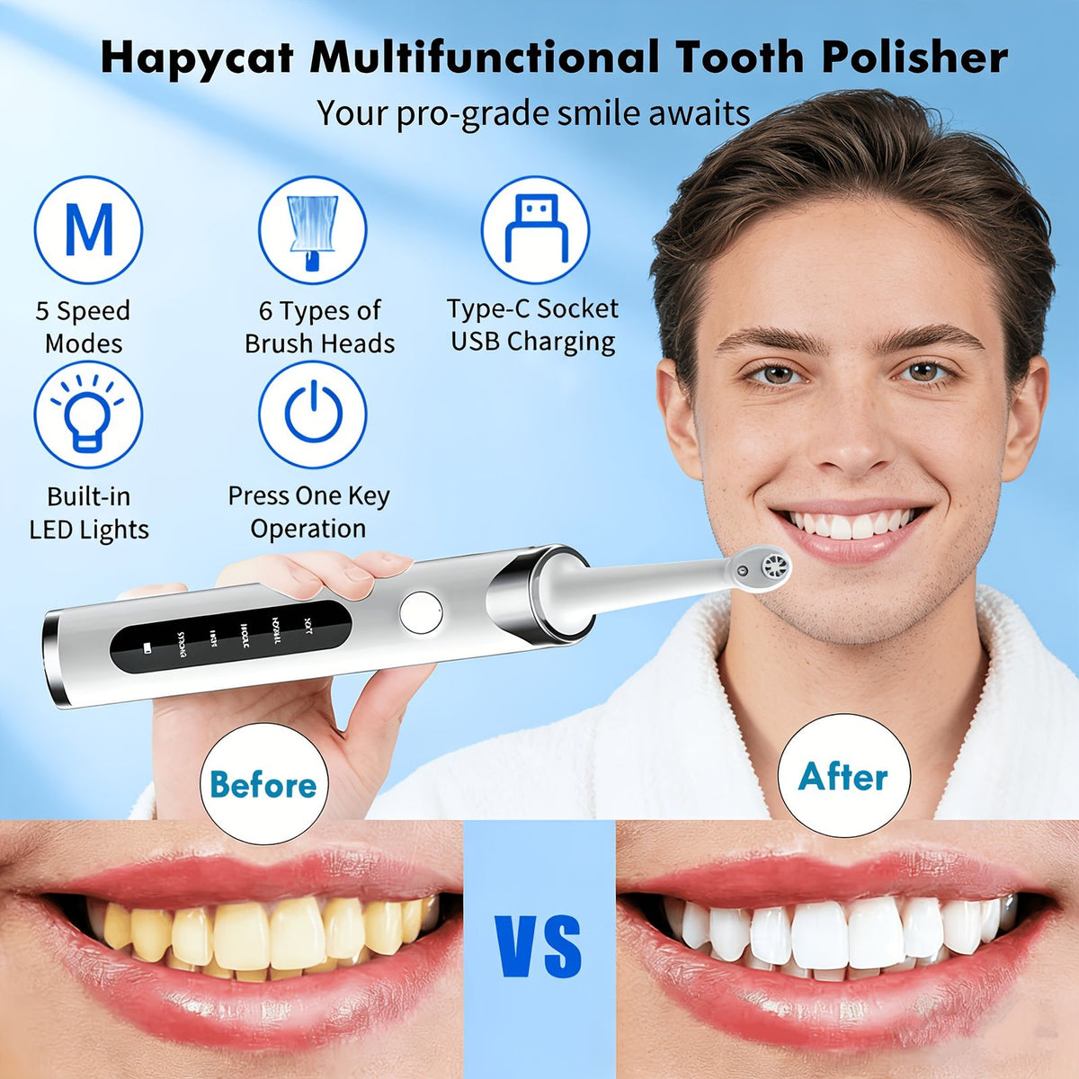 5 replacement brush heads toothbrush set teeth polishing kit image 6