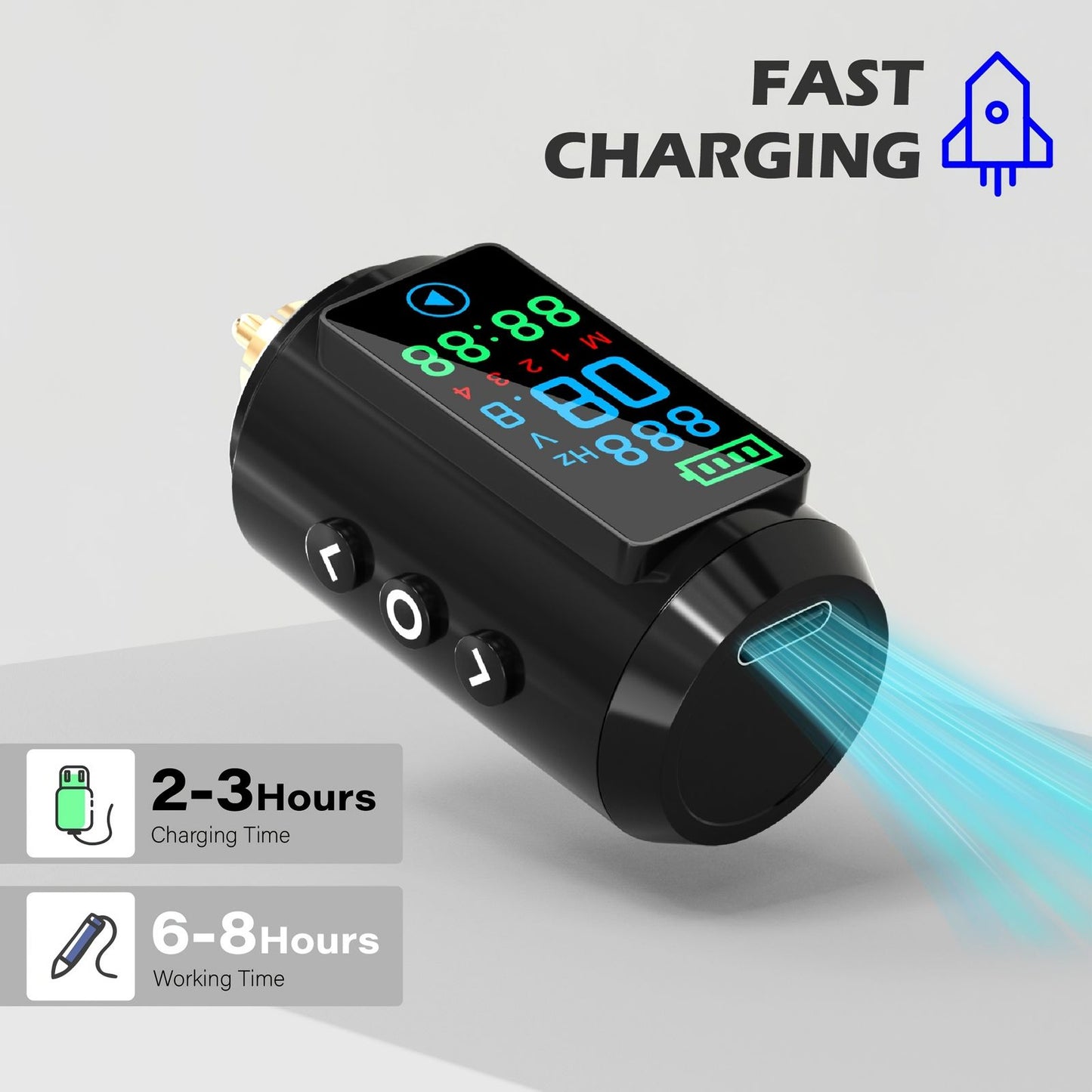 wireless tattoo battery color screen display cordless