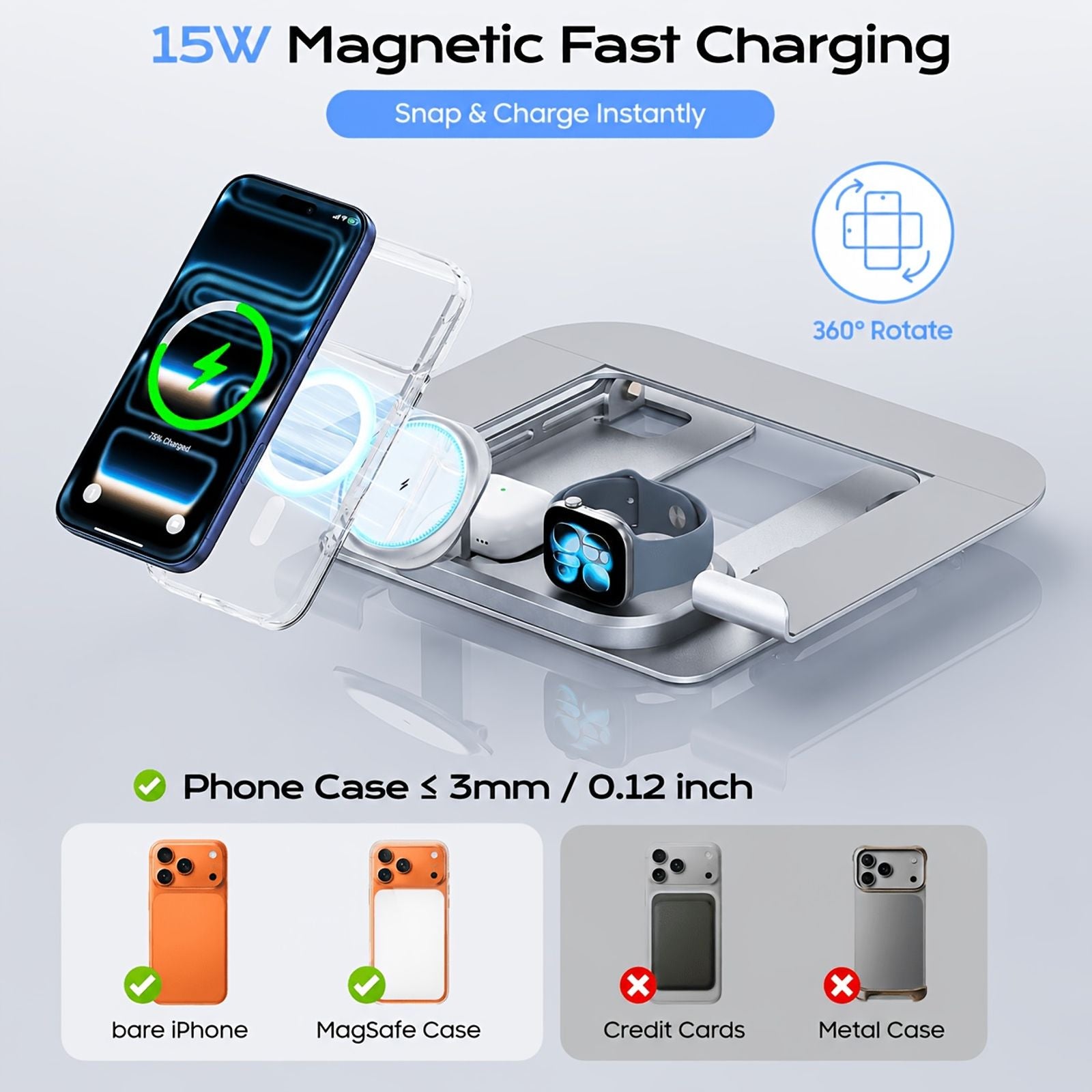 foldable aluminum laptop stand 3 in 1 wireless charging image 9