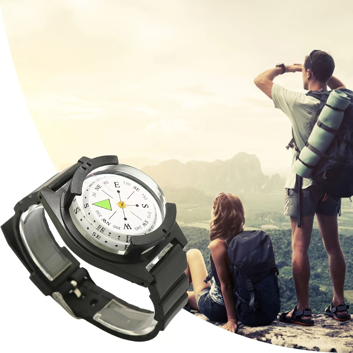 1pc portable accurate watch diving compass silicone strap image 3