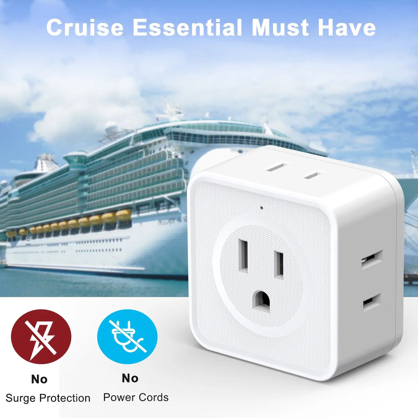 Multi Plug Outlet Splitter 2 Pack, Multiple Outlet Extender Adapter with 5 Outlets, Side Outlet Splitter Box for Cruisel, Office, Dorm Essentials image 7