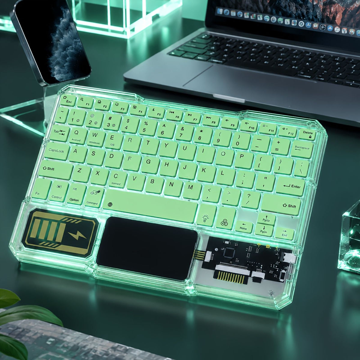 transparent wireless bt keyboard ultra rechargeable rgb image 6