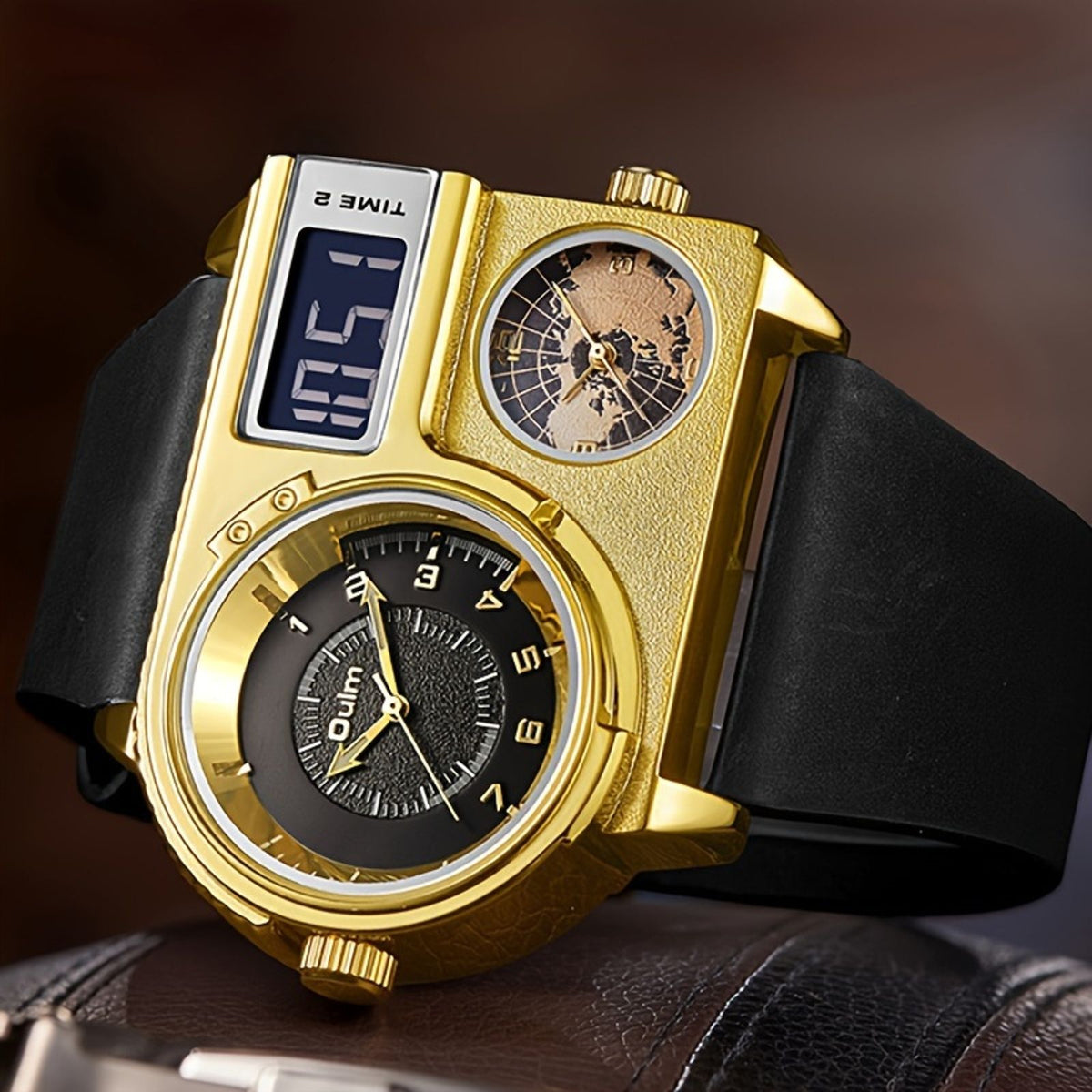 mens watch large dial quartz movement image 5