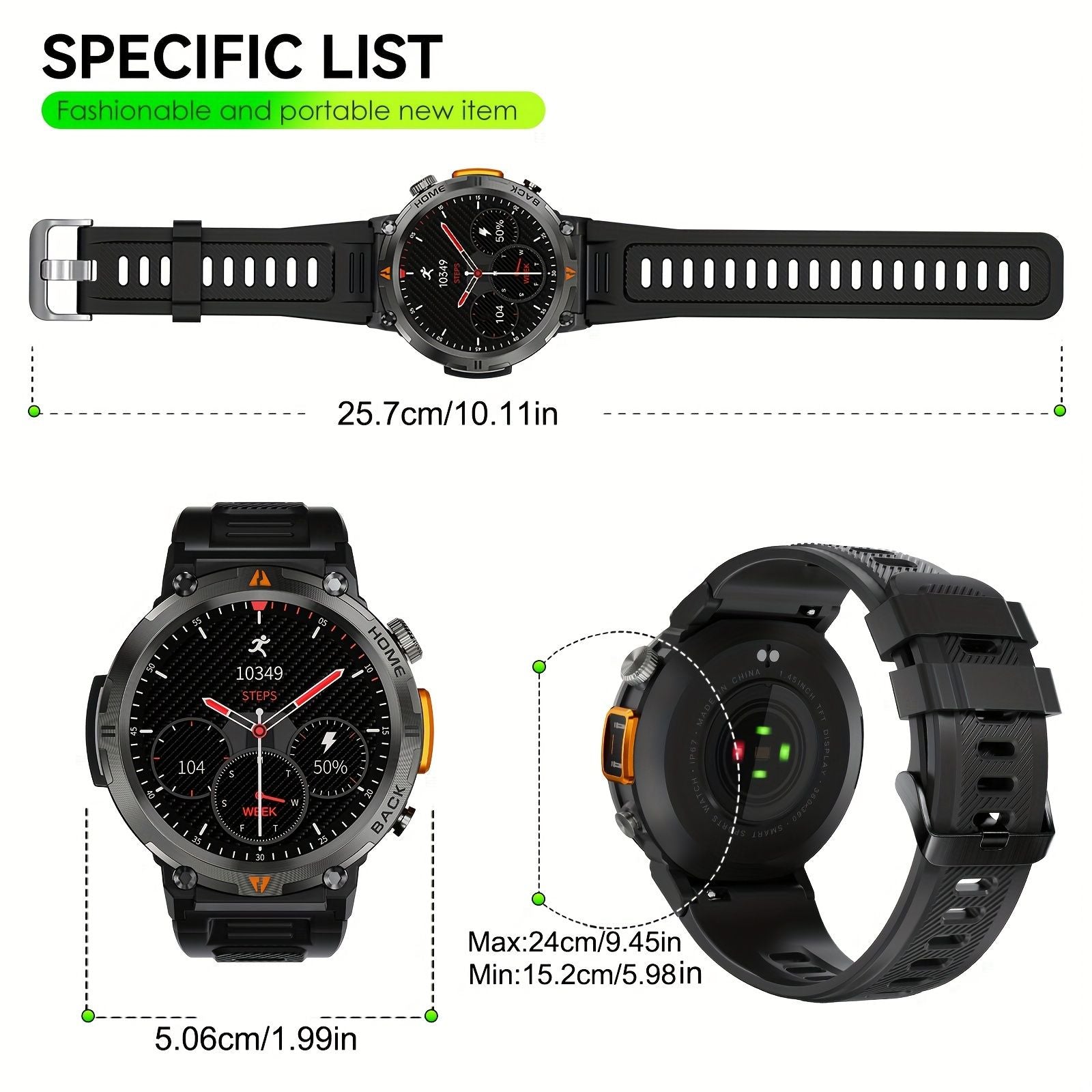 mens outdoor sports watch waterproof grade ipx8 3atm image 7