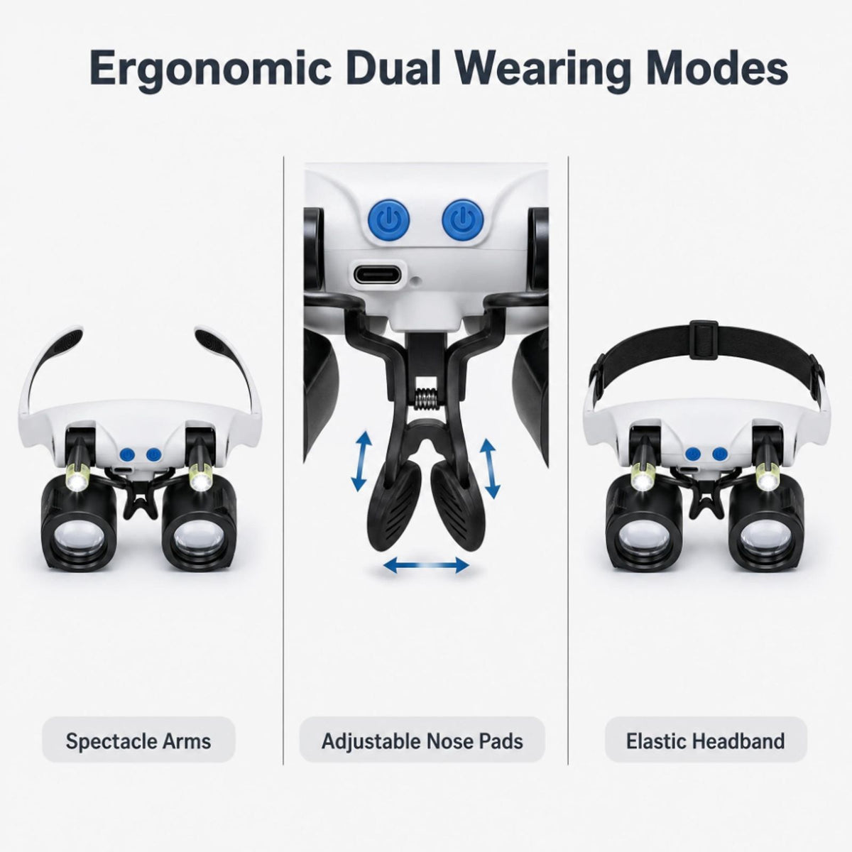 10pcs interchangeable magnifying lenses led head mounted image 7