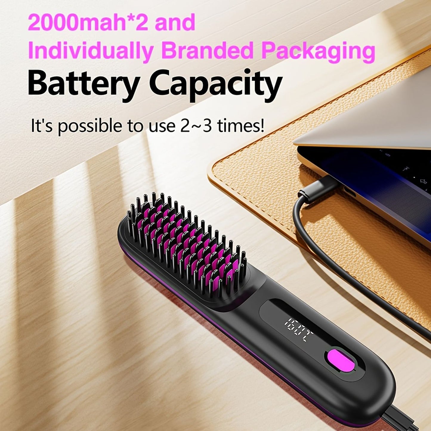 cordless hair straightener brush rapid heating hot comb hair image 12