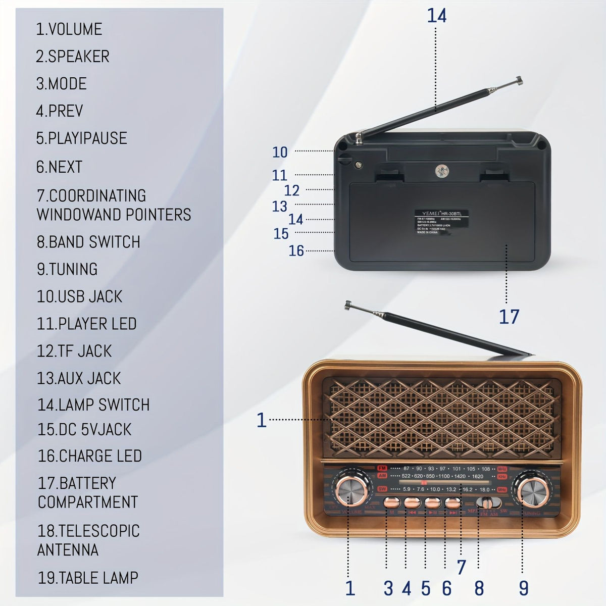 hr 31btl portable radio fm vintage speaker shortwave radio image 5