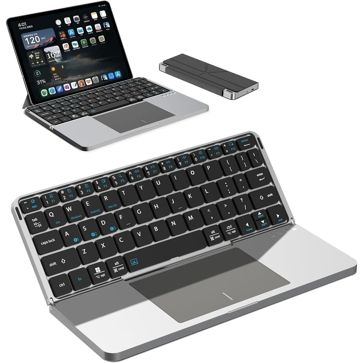 ultra thin foldable bt keyboard touchpad bracket sync