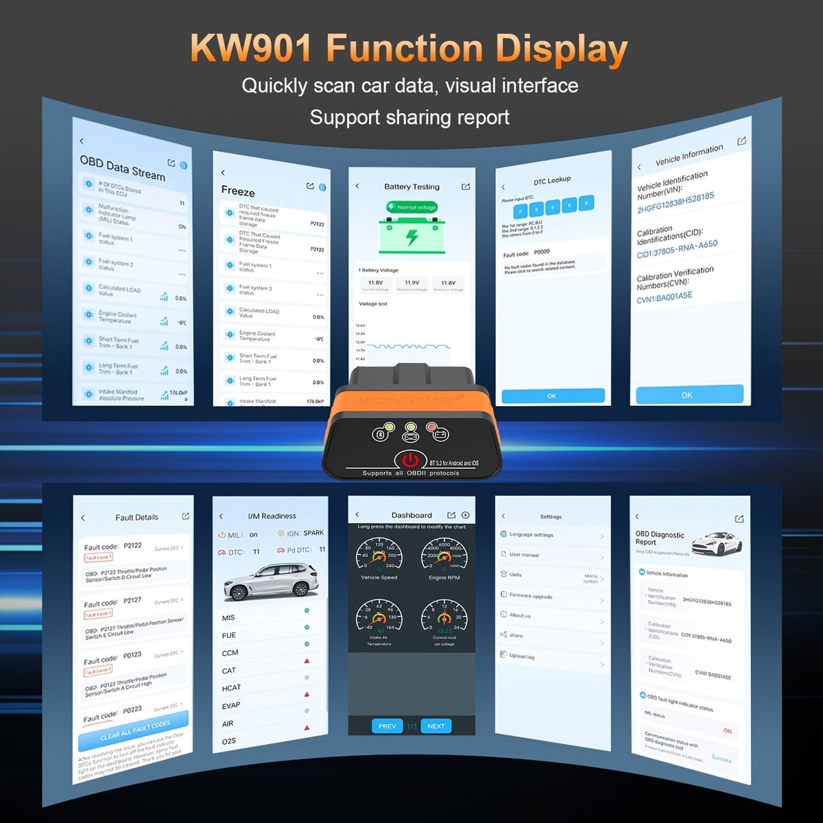 kw901 orange wireless 5 0 code reader v1 5 obd image 7