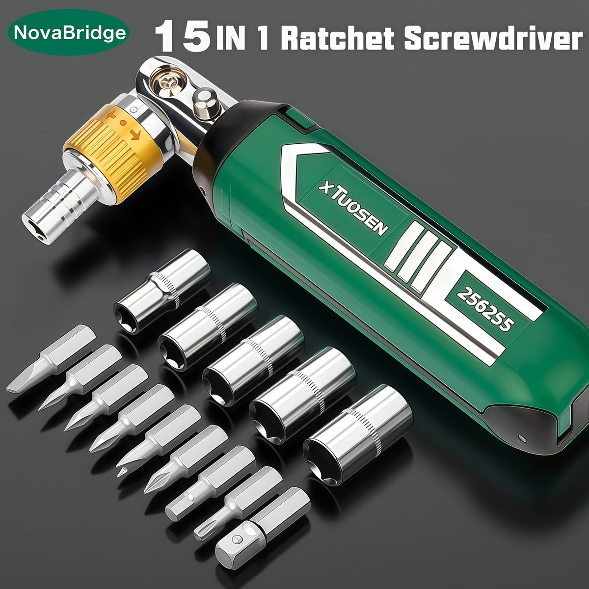 15pcs ratchet screwdriver set repair tools home renovation image 7