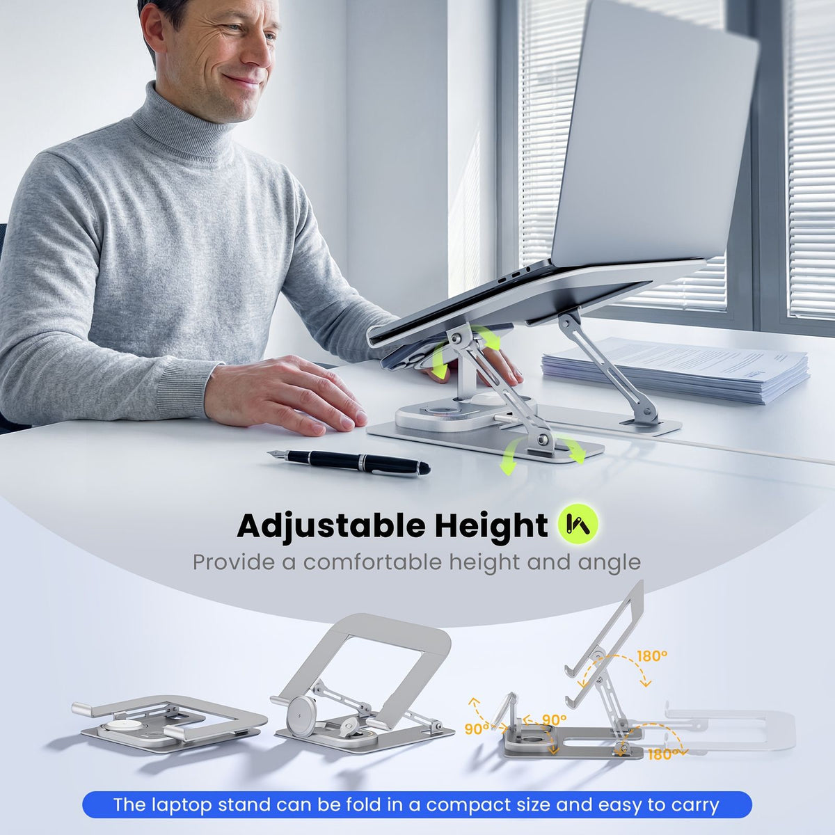 foldable aluminum laptop stand 3 in 1 wireless charging image 5