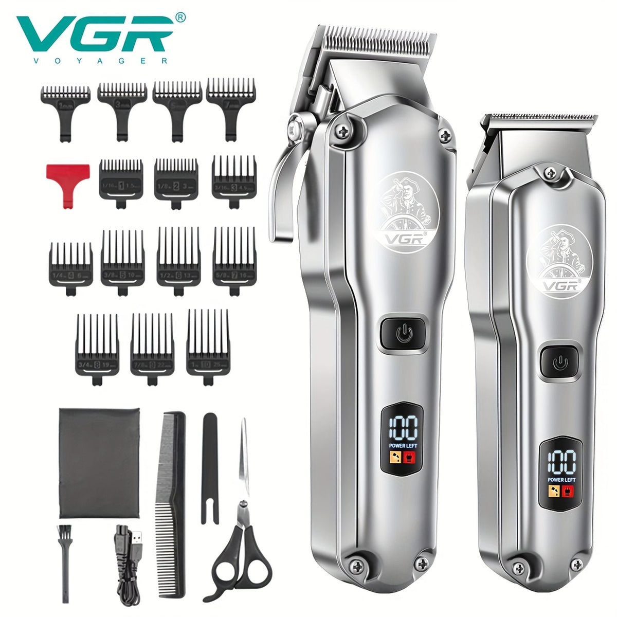vgr hair clippers trimmers set men professional t blade zero
