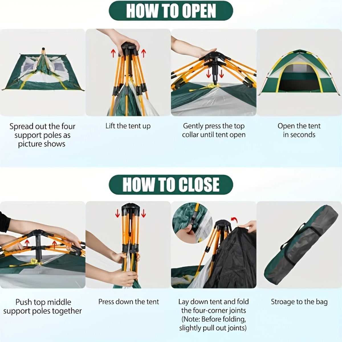 automatic instant setup camping tent 1 3 3 4 person image 12