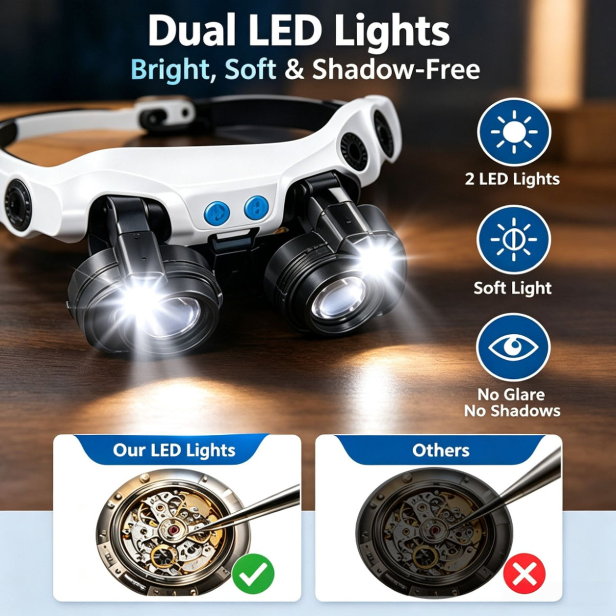 10pcs interchangeable magnifying lenses led head mounted image 5