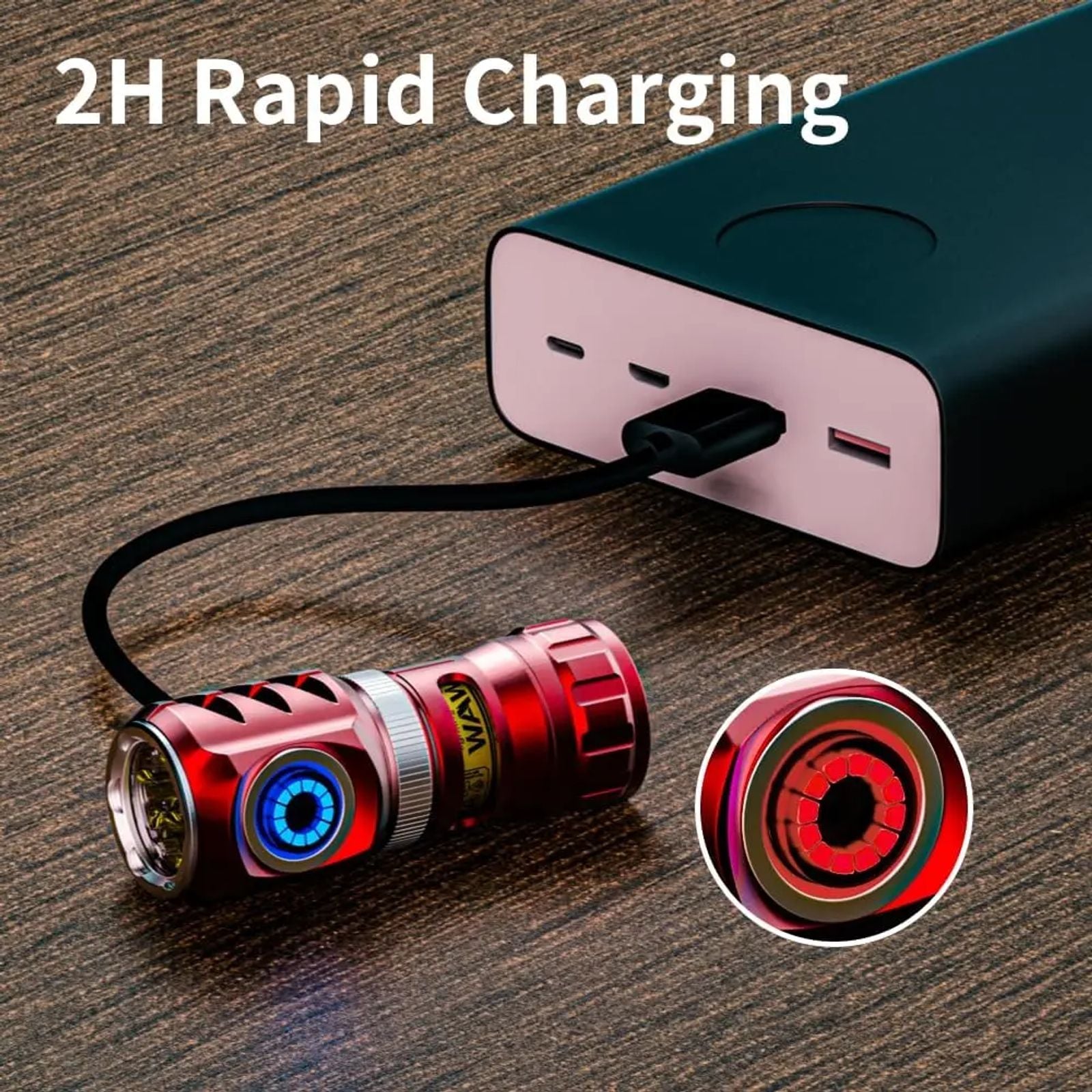 WARSUN LED Flashlight Small Pocket Flashlight Rotatable with Rechargeable Battery, Magnetic, Camping & Emergency Flashlight (Red) Stress Relief flashlight Outdoor Portable image 4