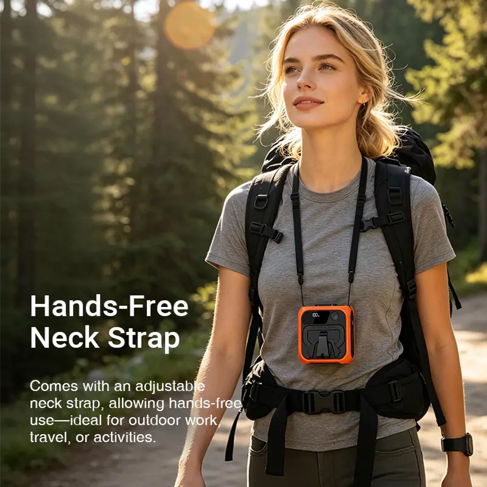waist cooling fanwaist cooling fan - 10000mAh Phone Power Bank & 18H Max Runtime, 5-Speed Control, Built-in LED & SOS Flashing Light. Ideal for Jobsite Workers, Camping, Fishing, Sports, Hiking & Travel. image 7