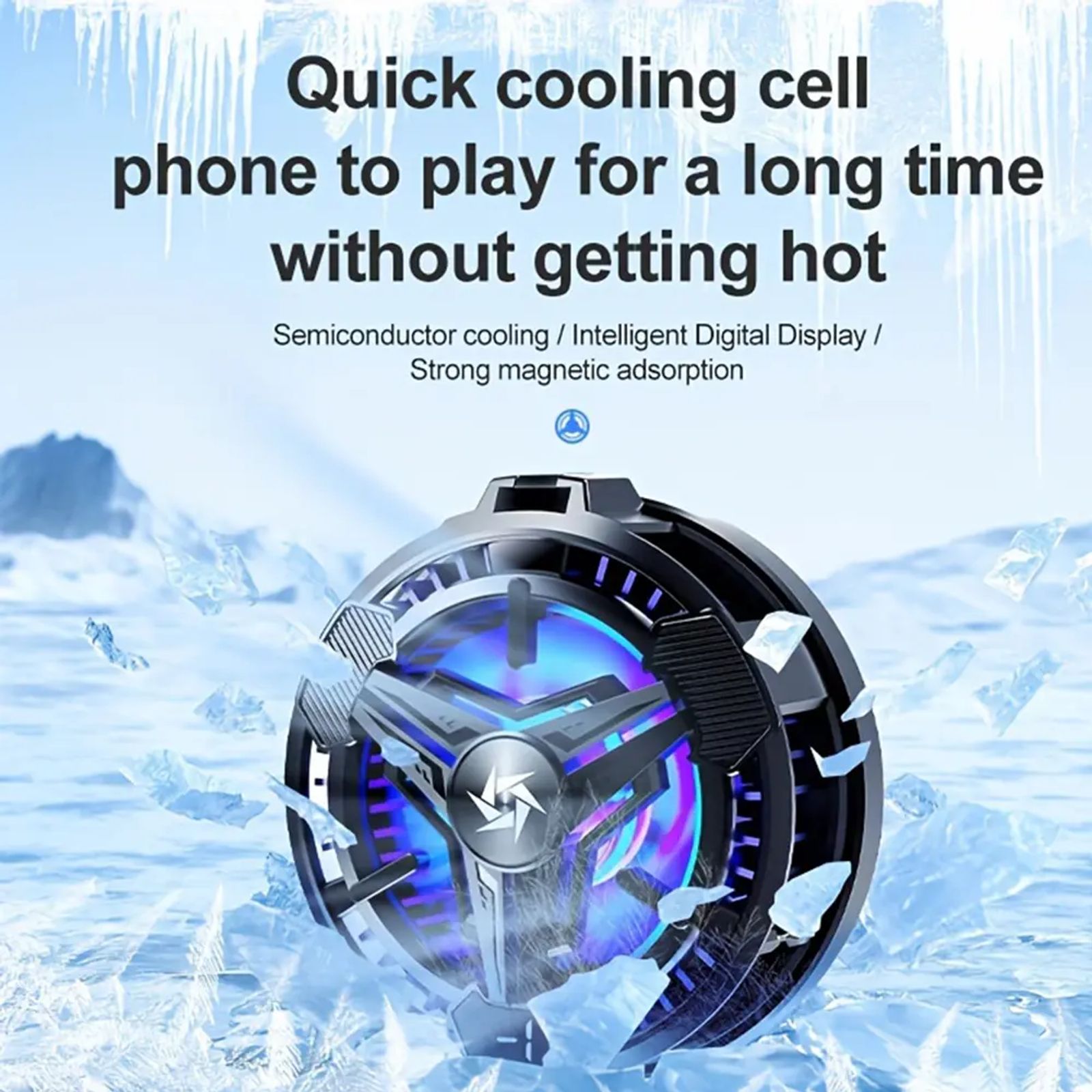 Magnetic Phone Cooler, Universal Cellphone Radiator with Removable Grip, Temperature Display, Portable RGB Cooling Cell Phone Fan Compatible with iPhone/Android/Tablet/iPad image 6